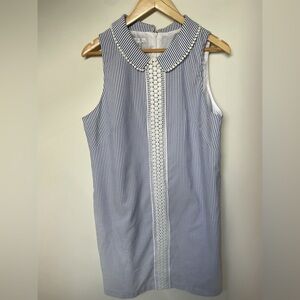 London time blue and white stripped dress with collar